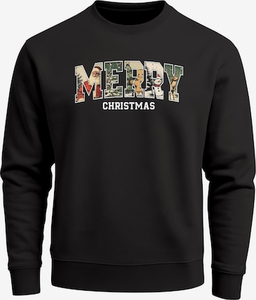 Neverless Sweatshirt 'Merry Christmas' in Black: front