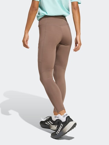 ADIDAS TERREX Skinny Outdoor hlače 'MT' | rjava barva