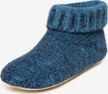 Gottstein Hausschuh 'Hüttenschuhe Knit Boot' in Blau: Vorderseite