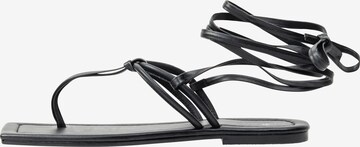 DreiMaster Vintage T-Bar Sandals in Black: front