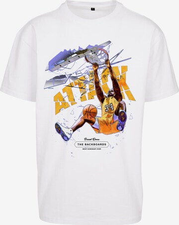 MT Upscale T-shirt 'Attack Player' i vit: framsida