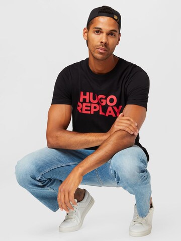 HUGO Póló 'Dee Hugo x Replay' - fekete