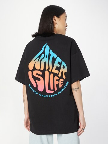 juoda KnowledgeCotton Apparel Marškinėliai 'WATERAID'