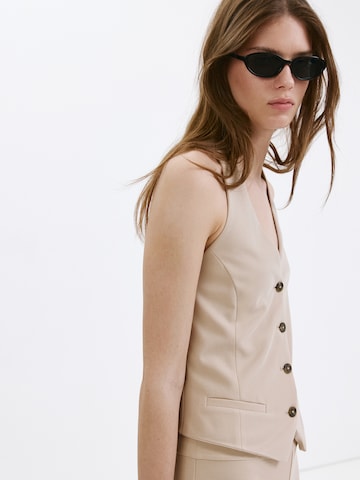 Gilet de costume 'EVANS' MANGO en beige : devant
