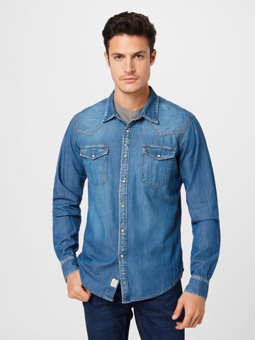 Herrlicher Regular fit Button Up Shirt 'Clint' in Blue: front