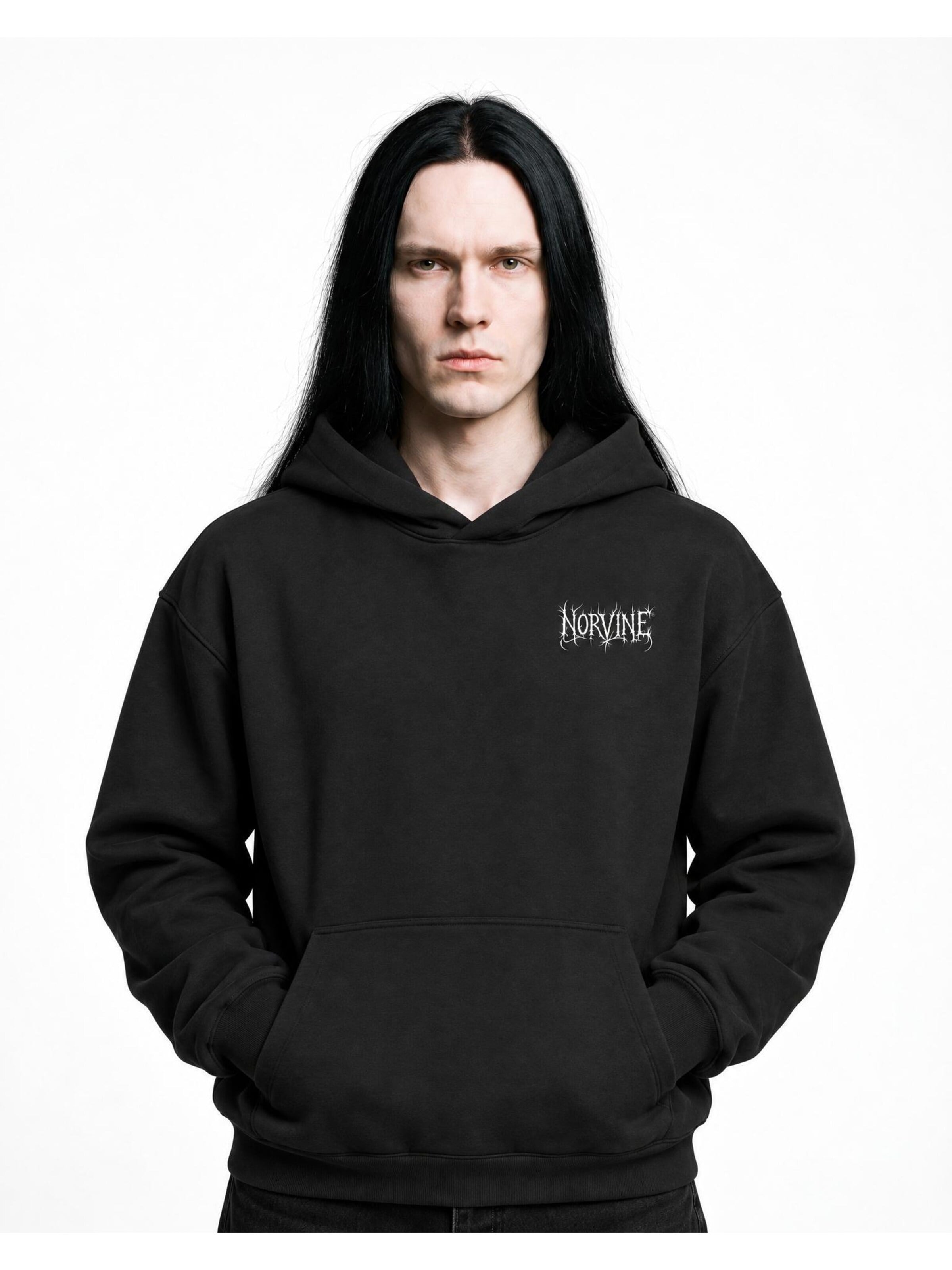 Norvine Sweatshirt 'Norvine Metal Veins Hoodie - Fluffy Boxcut Hoodie' in Black: front