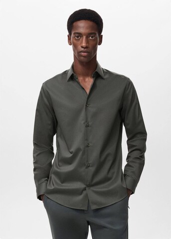 MANGO MAN Regular fit Button Up Shirt 'Palmar' in Grey: front