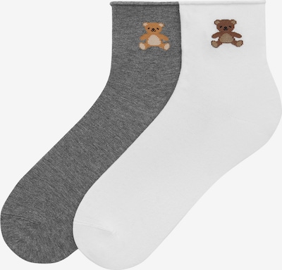 Pull&Bear Socken in beige / braun / graumeliert / weiß, Produktansicht