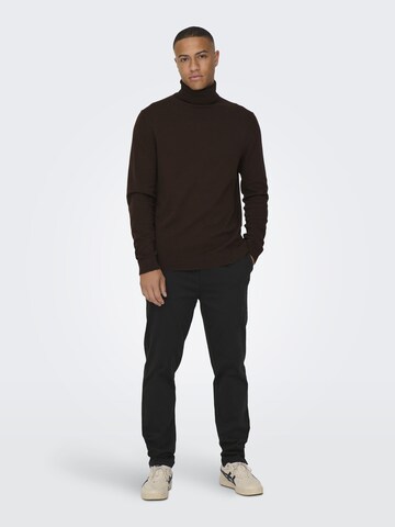 Coupe regular Pull-over Only & Sons en marron