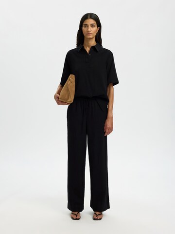 SELECTED Wide leg Pants 'SLFLUISA' in Black