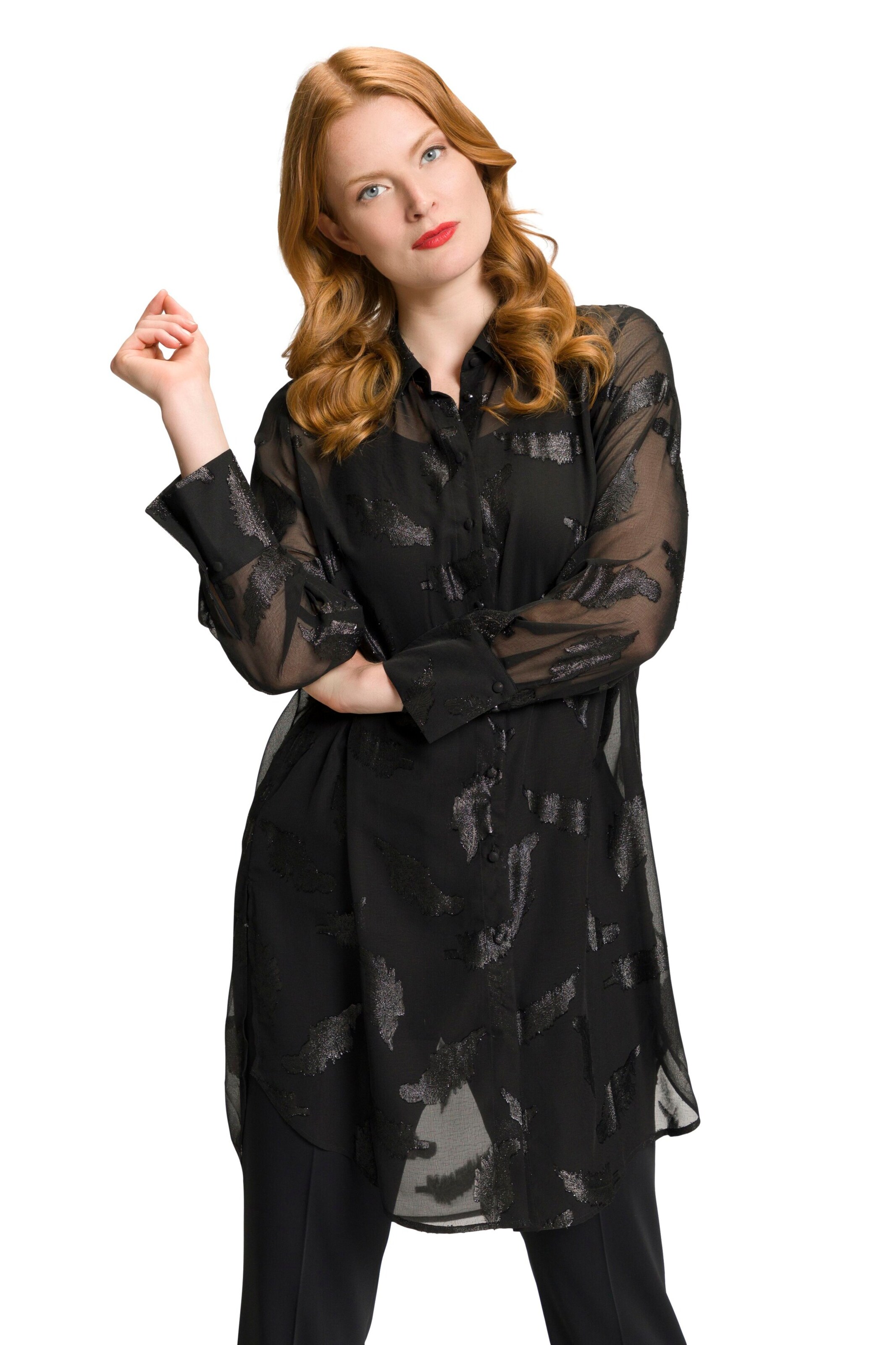 Ulla Popken Bluse in Schwarz: Vorderseite