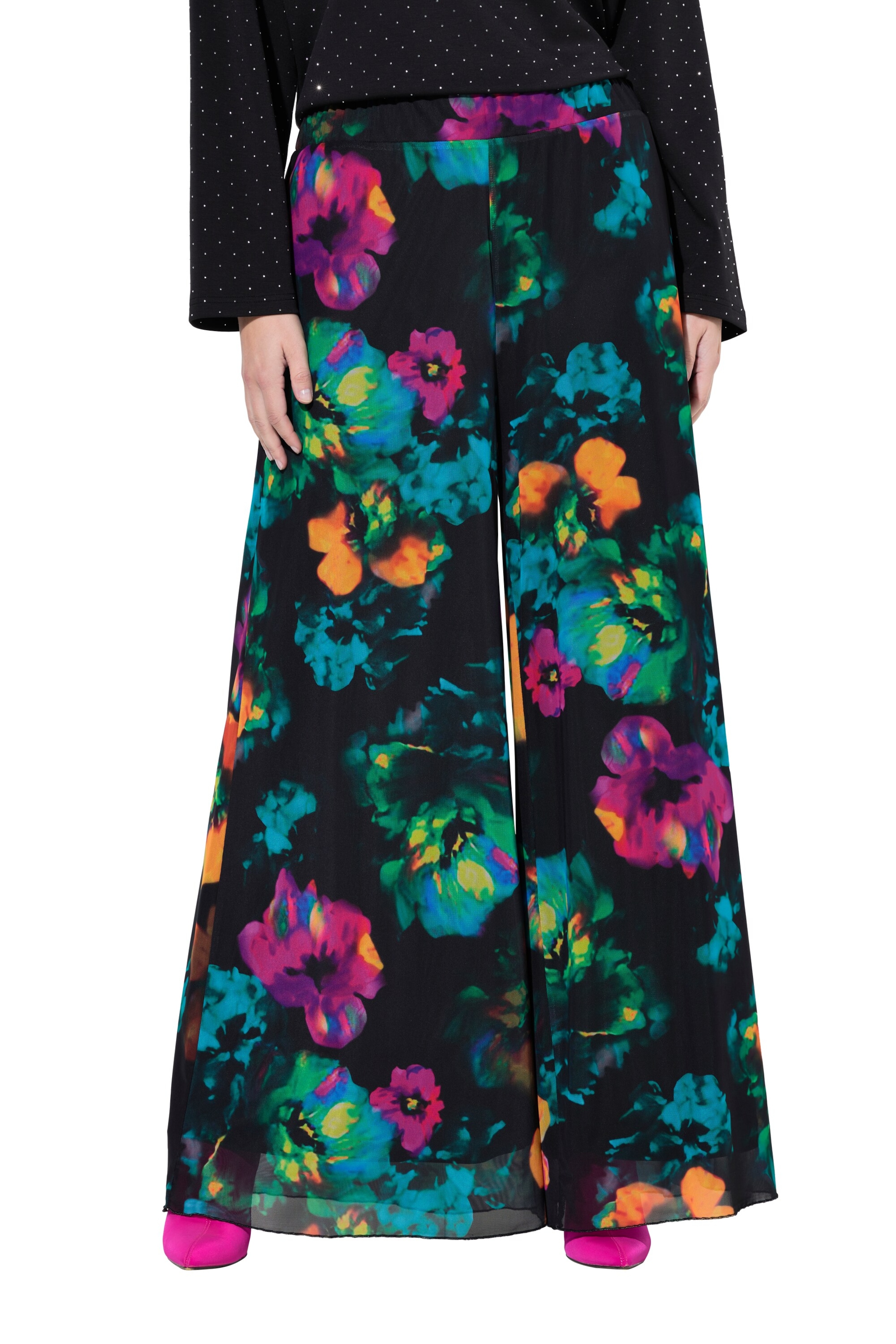 MIAMODA Wide leg Broek in Zwart: voorkant