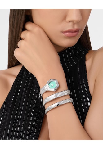 Montre à affichage analogique 'Snake Hexagon' Philipp Plein Watches en argent : devant