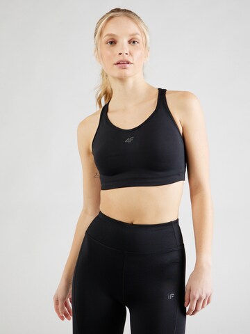 4F Bustier Sport-BH in Schwarz: Vorderseite