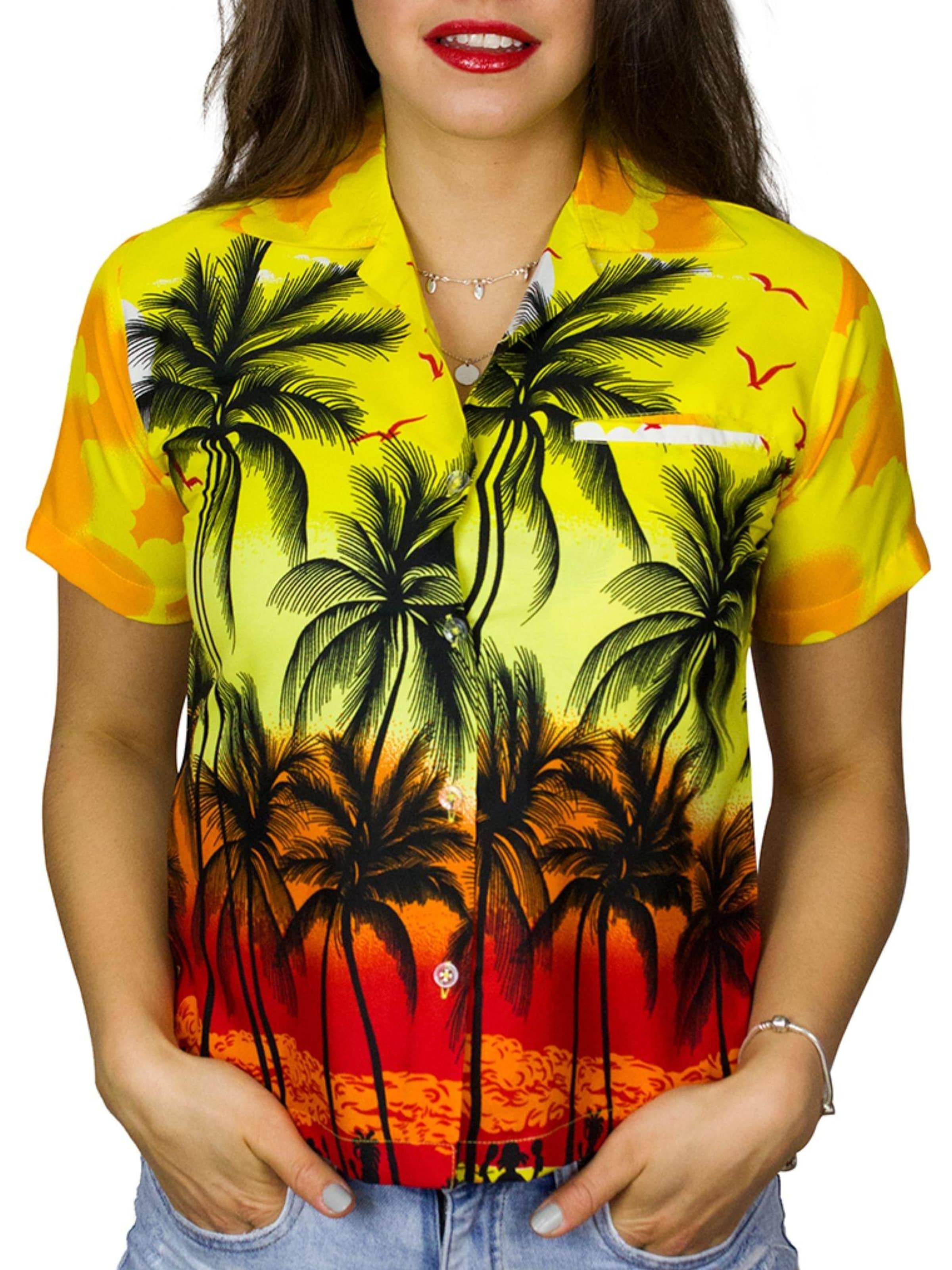 King Kameha Blouse 'Beach' in Yellow: front