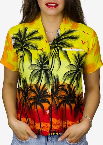 King Kameha Blouse 'Beach' in Yellow: front