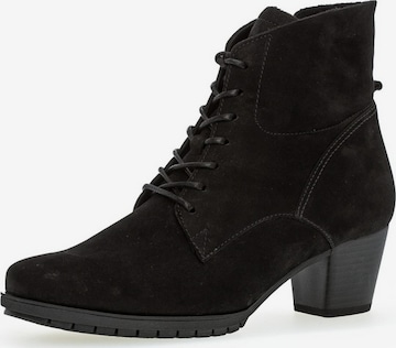 GABOR Lace-Up Ankle Boots in Black: front