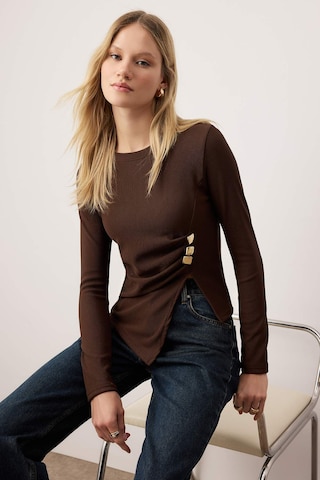 Trendyol Shirt in Brown: front