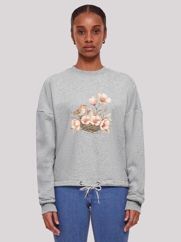 Sweat-shirt 'Vogelnest Blumen' F4NT4STIC en gris : devant