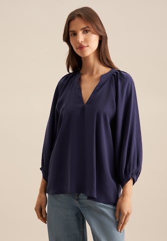 SEIDENSTICKER Blouse 'Schwarze Rose' in Blauw: voorkant