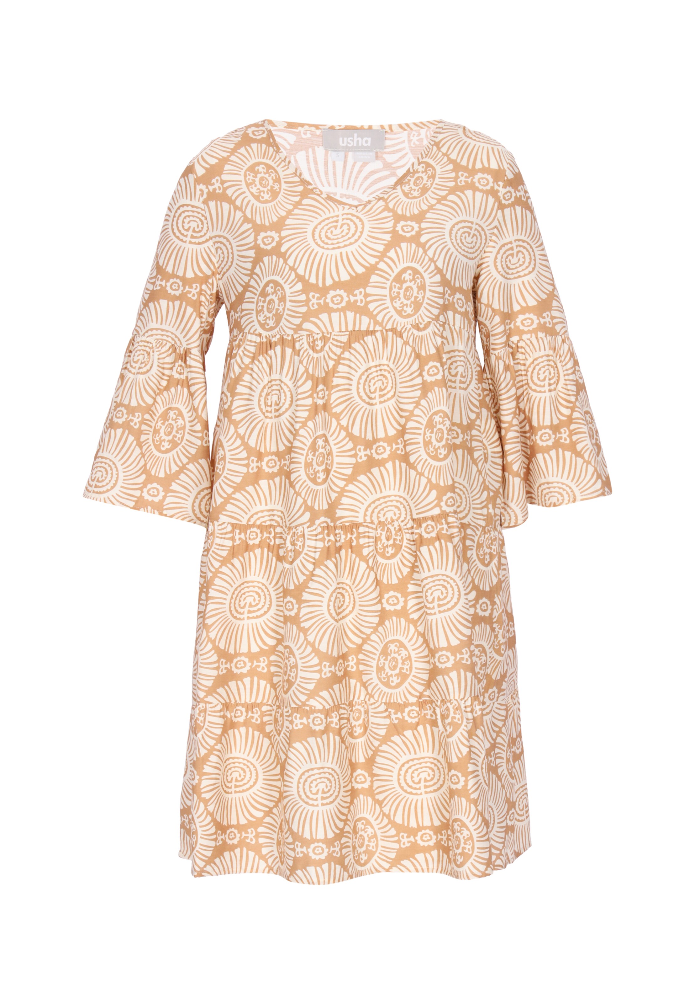 Usha Jurk 'Casual' in Beige: voorkant