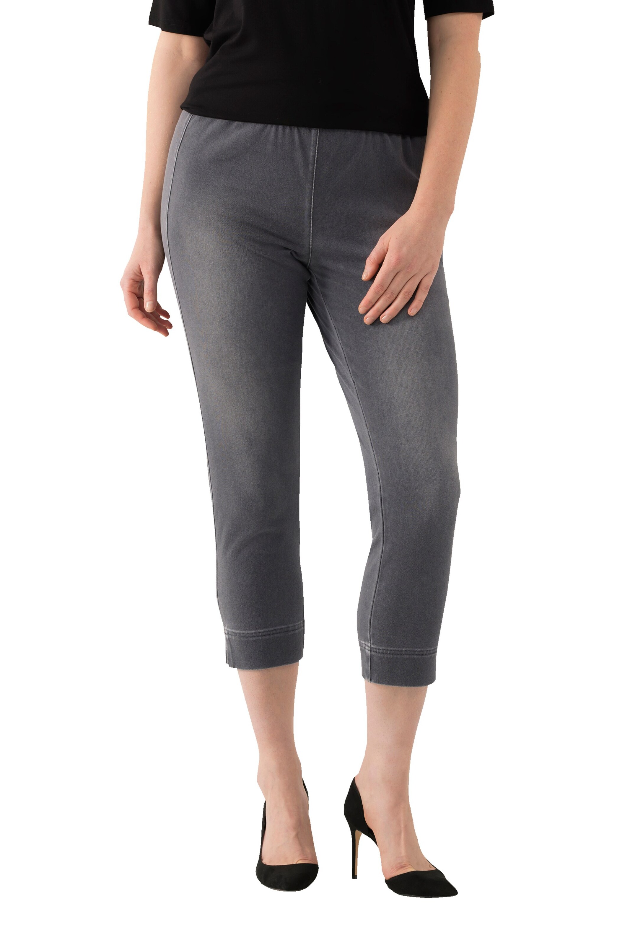 Ulla Popken Slim fit Trousers 'Sienna' in Grey: front