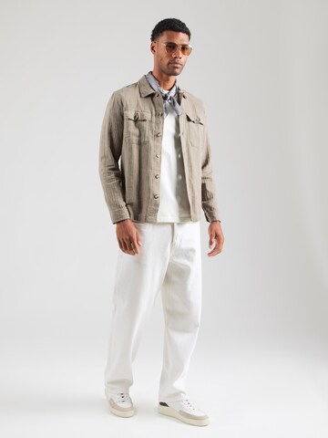 Lindbergh Comfort fit Button Up Shirt in Beige