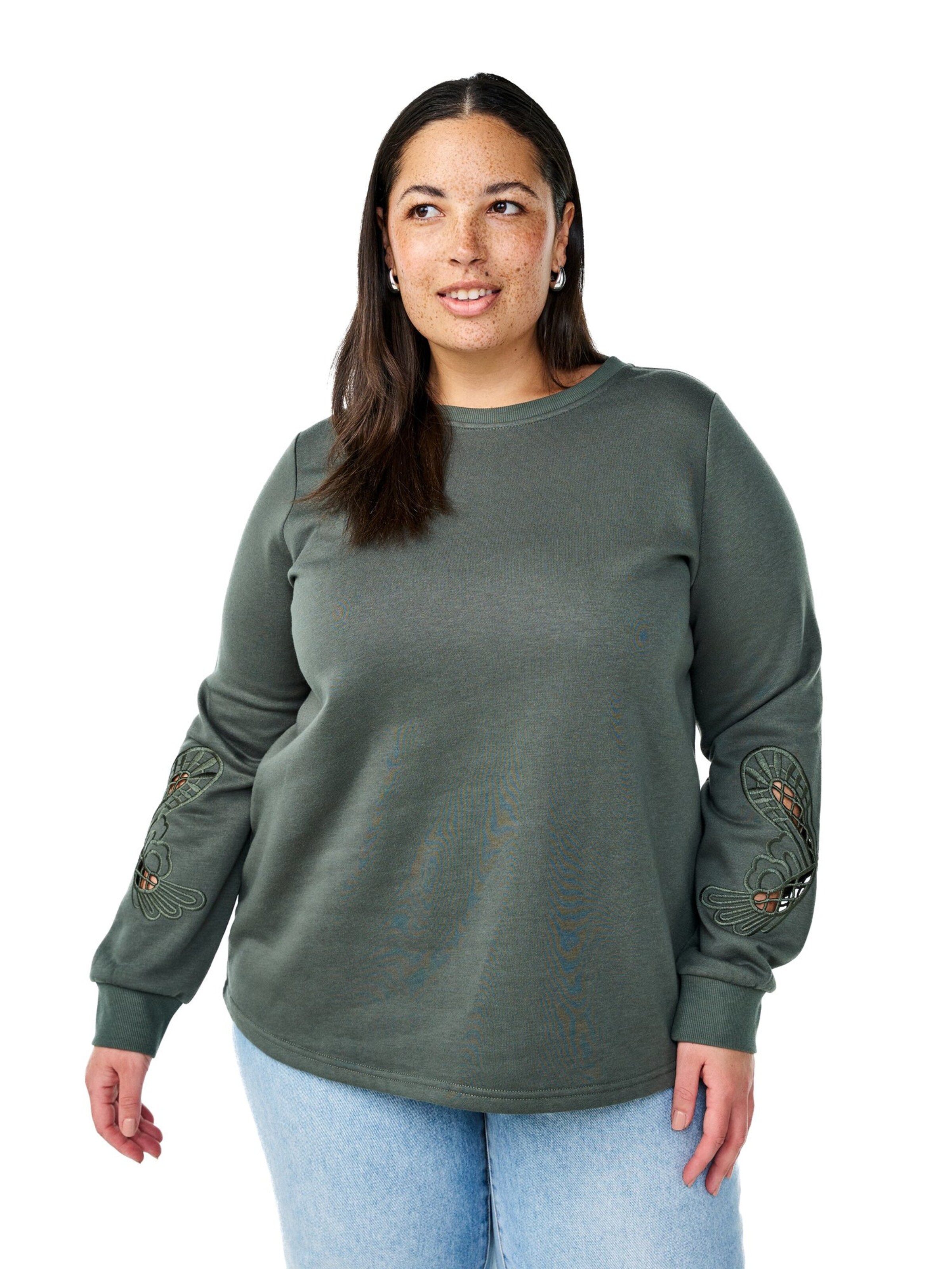 Zizzi Mikina 'CATILDA' - Zelená: predná strana