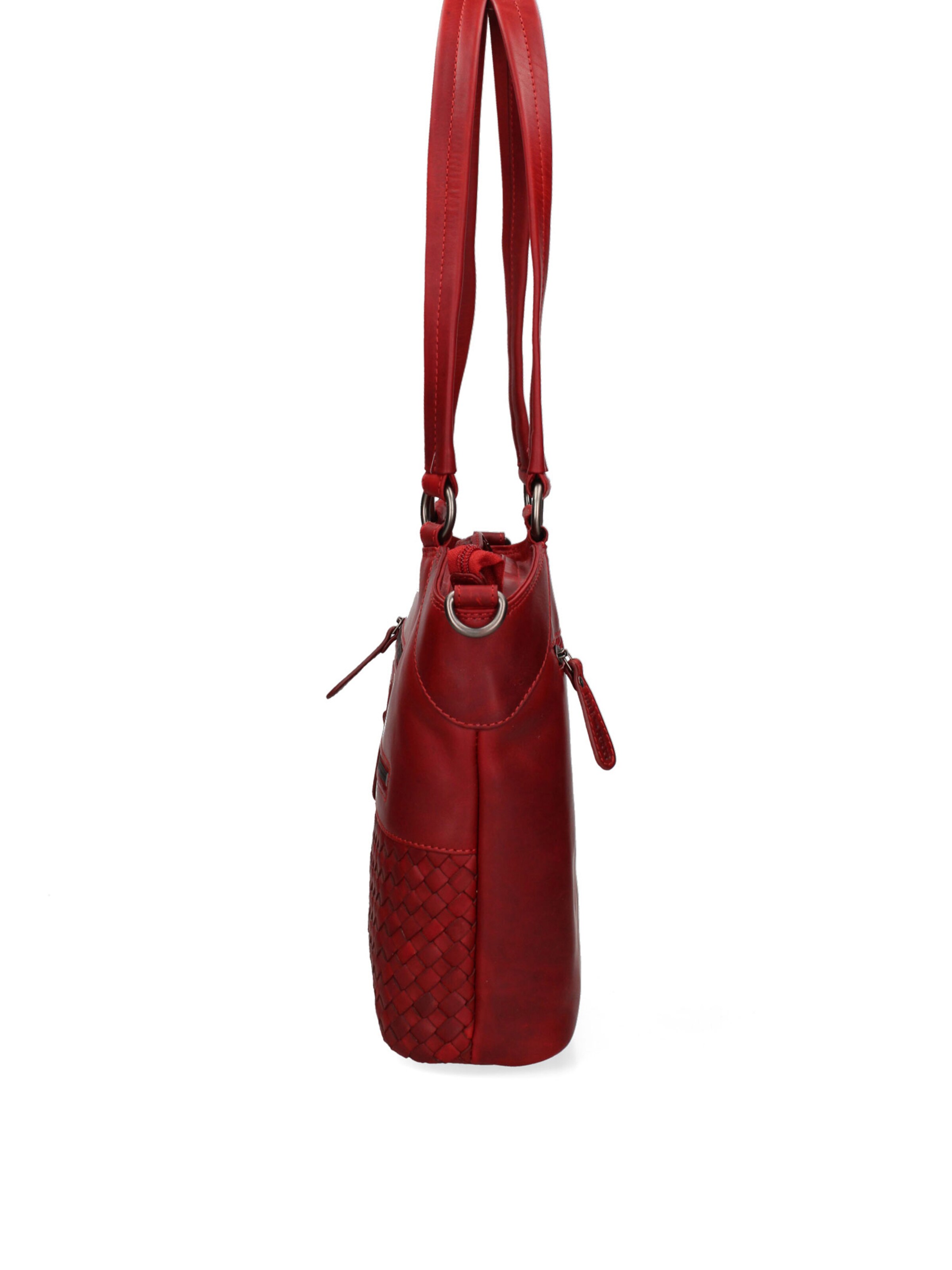 Borsa a spalla 'Borsa a Spalla Uomo Vera Pelle Vitello Ingrassata con Tracolla Regolabile 30x30 cm' di HILL BURRY in rosso