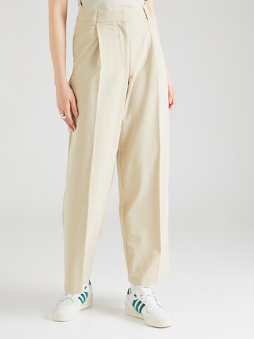 TOPSHOP - Regular Calças com pregas em bege: frente