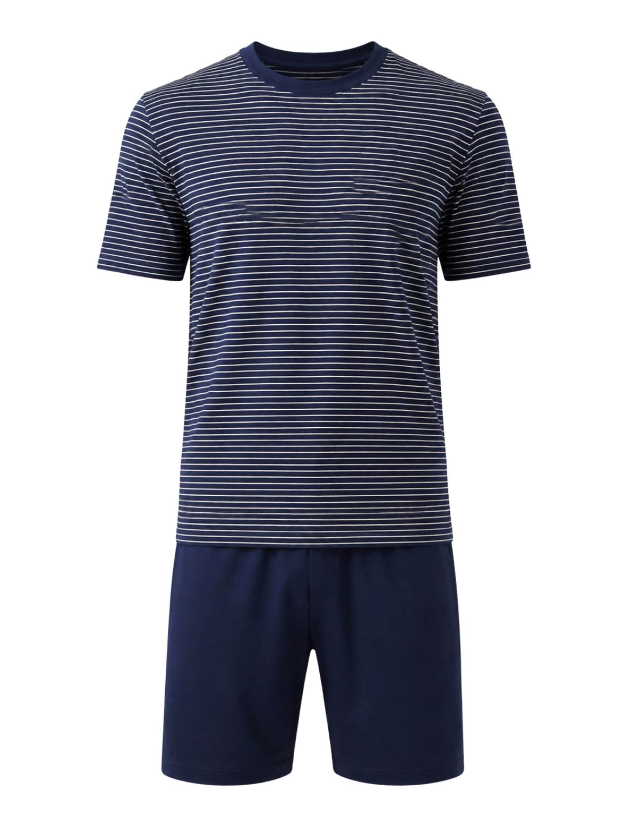 zd ZERO DEFECTS Pyjamas kort 'Modal Suihei Navy' i blå: forside