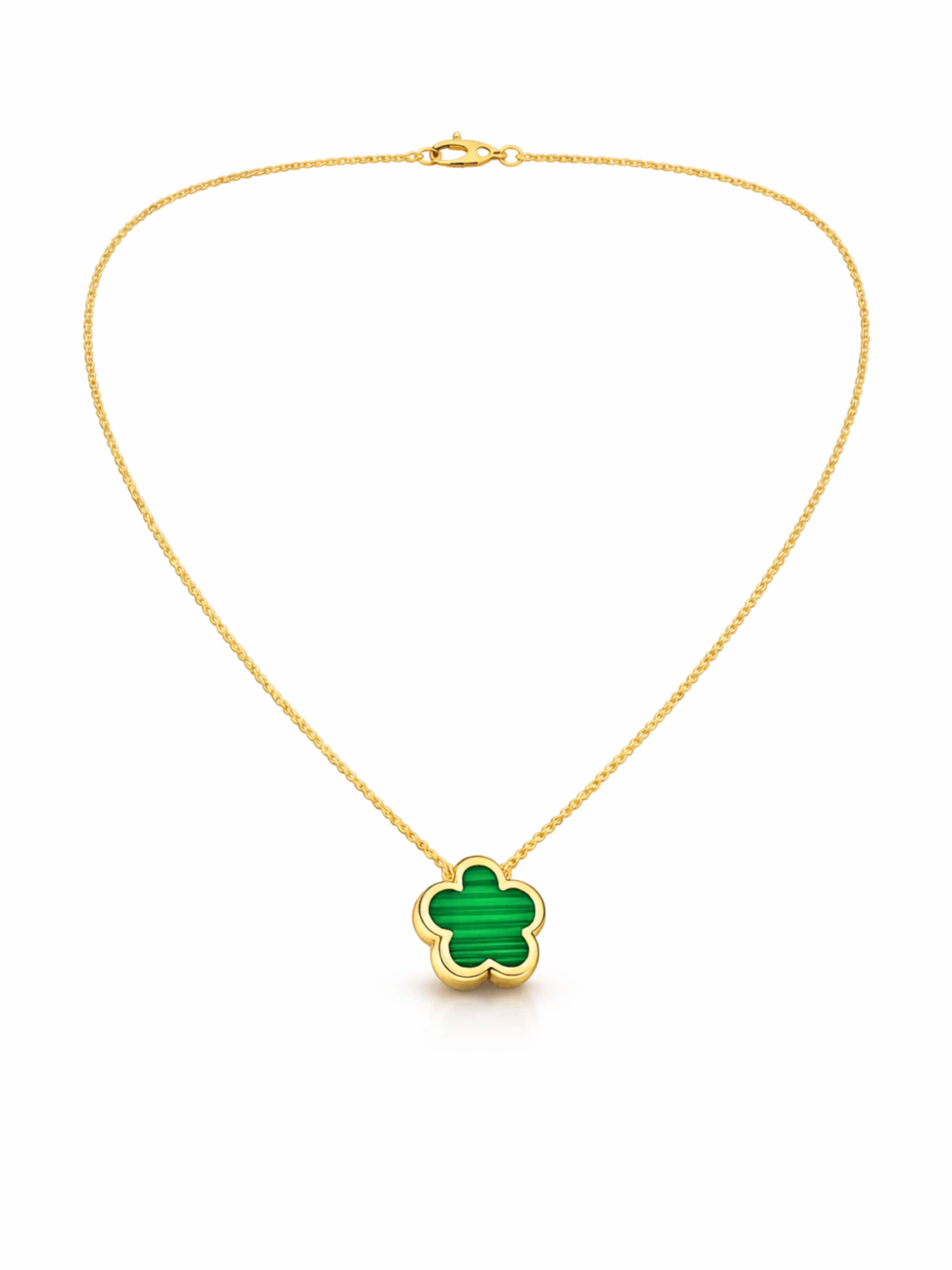 Pure Schmuck - Cadena 'Clover Green' en oro: frente