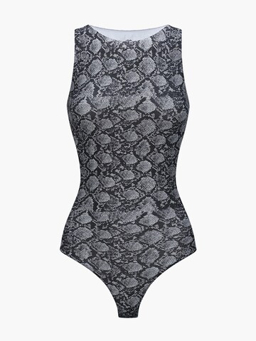 Body modellante 'Crew Neck Bodysuit String' di cfab (formerly creamy fabrics) in grigio: frontale