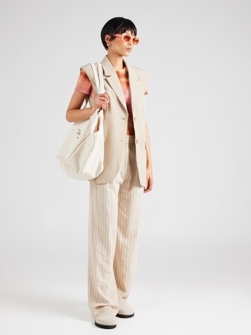 Wide Leg Pantalon à pince TOPSHOP en beige