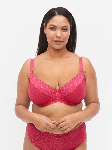 Devoted by Zizzi T-shirt Bra 'VALENTINE' in Pink: front