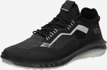 ECCO Platform trainers in Black: front