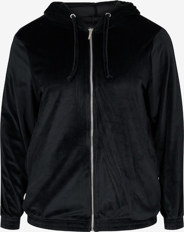 Zizzi Zip-Up Hoodie 'MHELENA' in Black: front