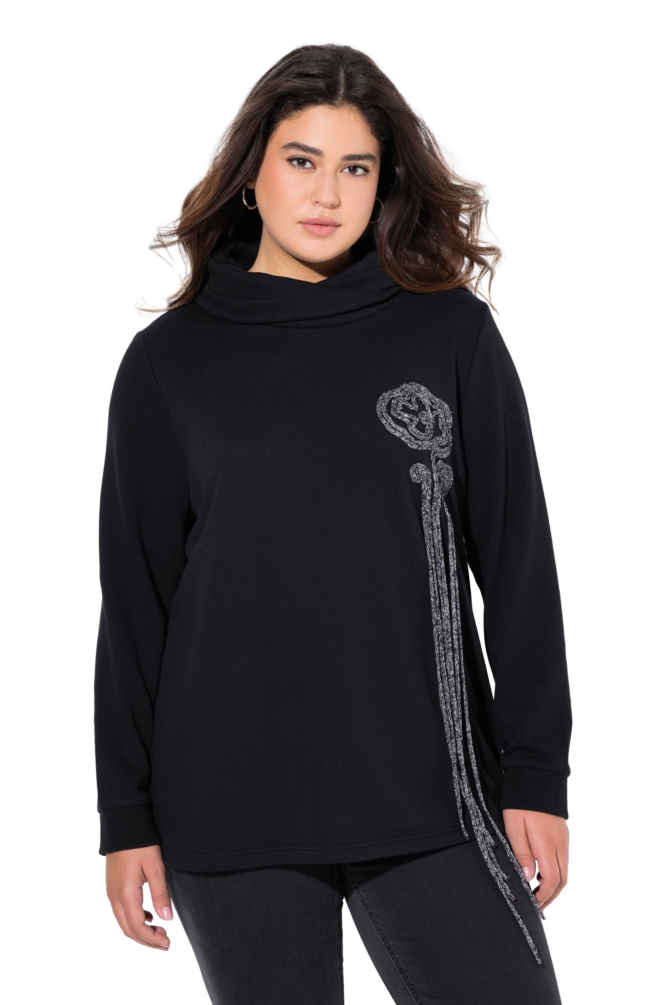 Ulla Popken Sweatshirt in Schwarz: Vorderseite
