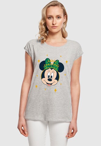 ABSOLUTE CULT Shirt 'Minnie Mouse - Happy Christmas' in Grijs: voorkant