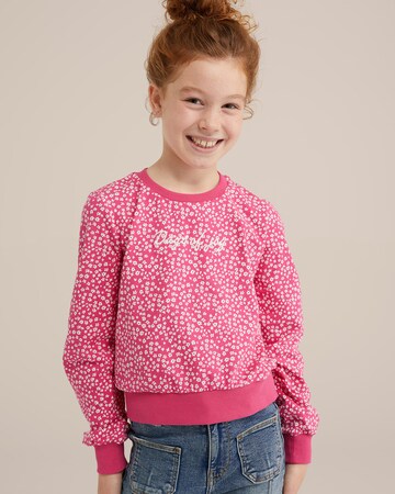Sweat-shirt WE Fashion en rose : devant