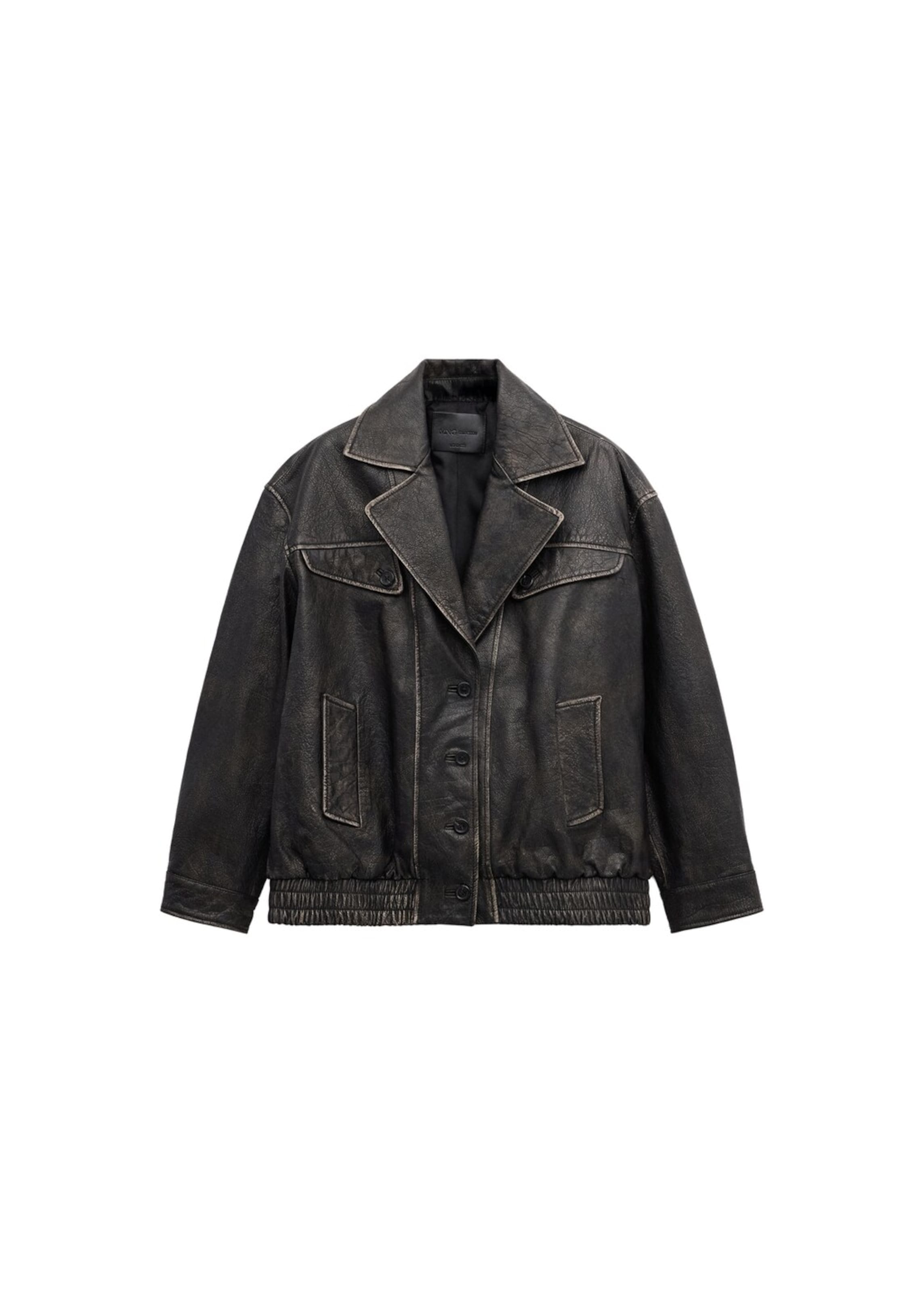 MANGO Lederjacke in braun, Produktansicht