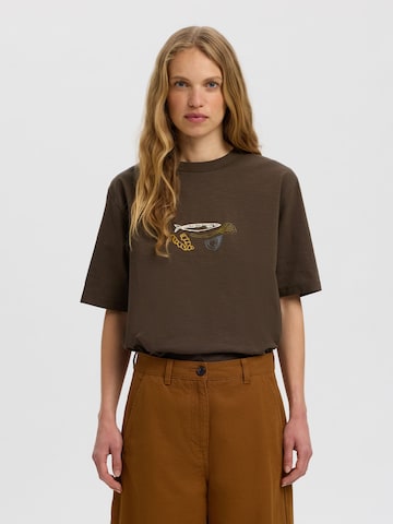 SELECTED - Camiseta en marrón: frente