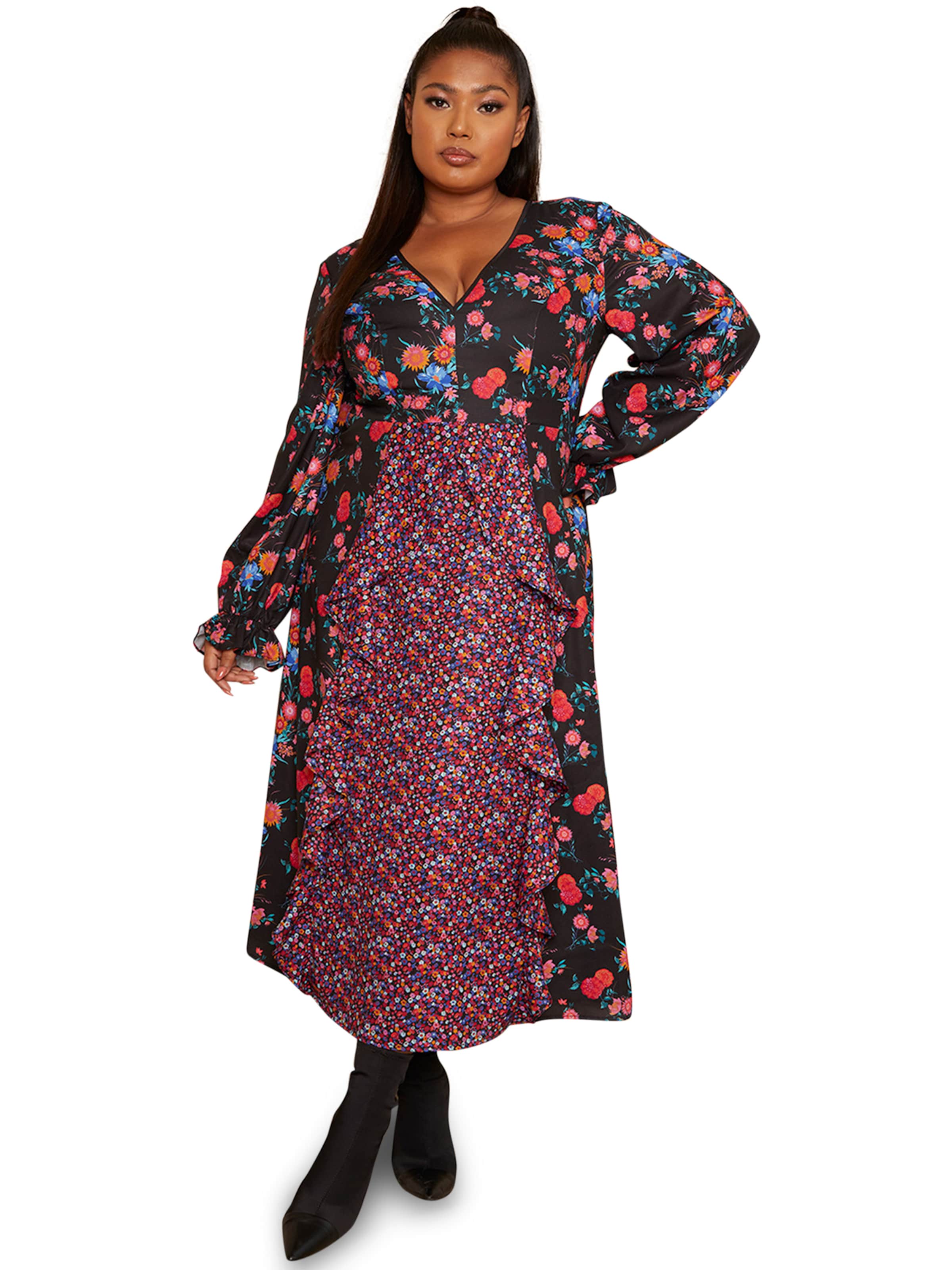 Chi Chi CurveHaljina - crna boja: prednji dio