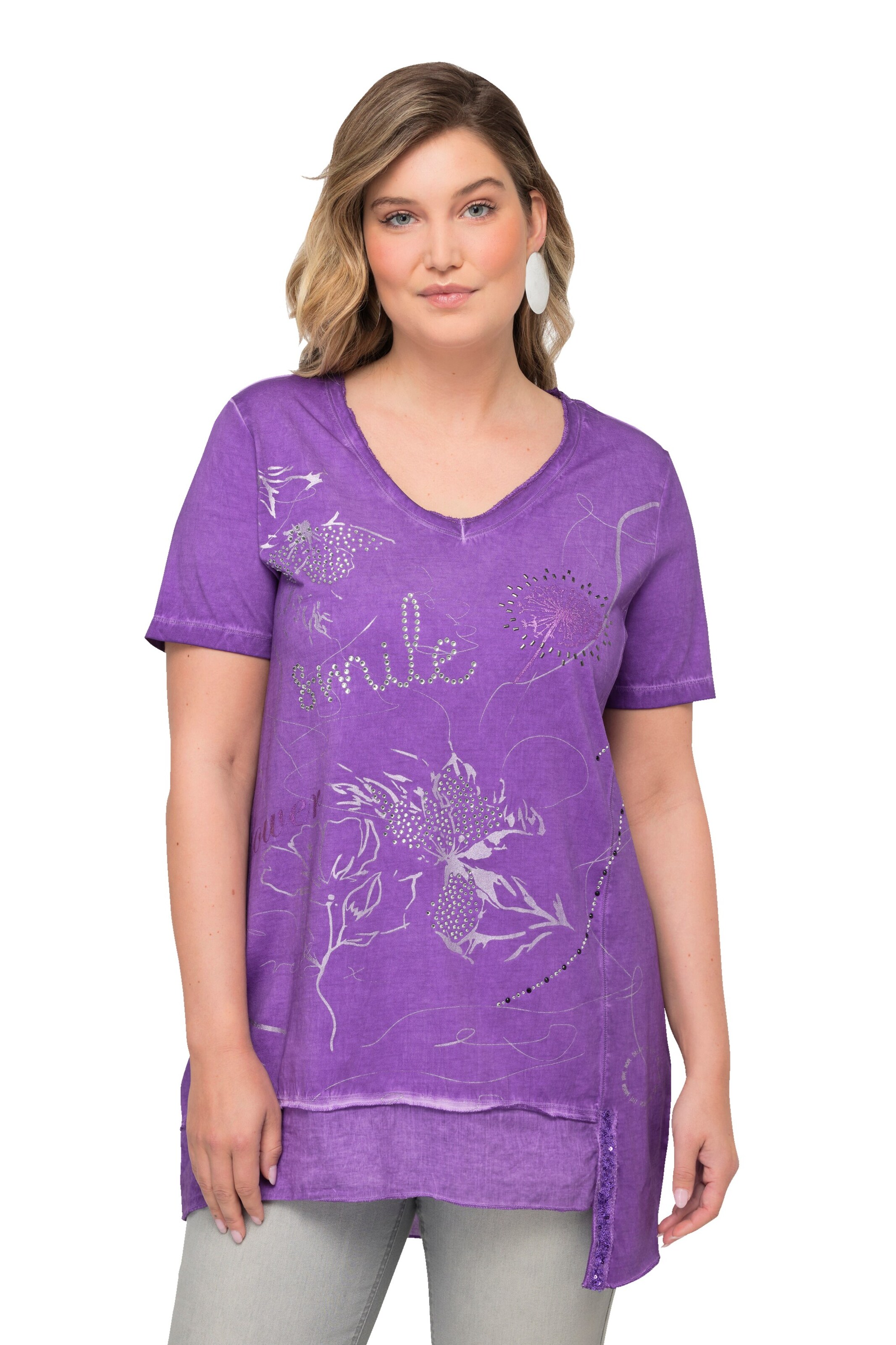 T-shirt MIAMODA en violet : devant