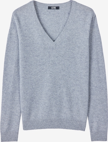 GOBI Cashmere Trui 'Women's Essential Cashmere V-Neck Sweater' in Grijs: voorkant