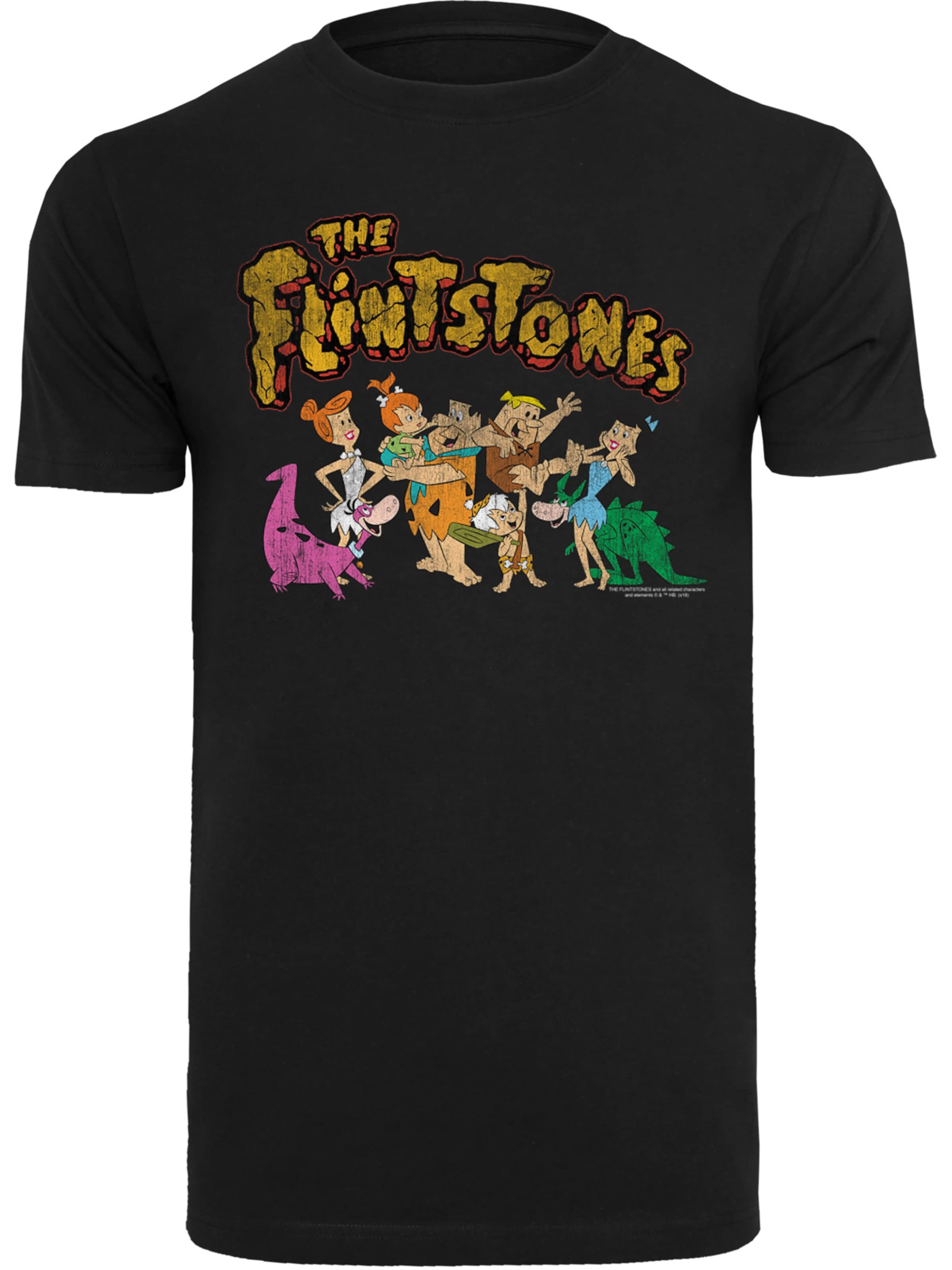 F4NT4STIC T-Shirt 'The Flintstones Group Distressed' in Schwarz: Vorderseite