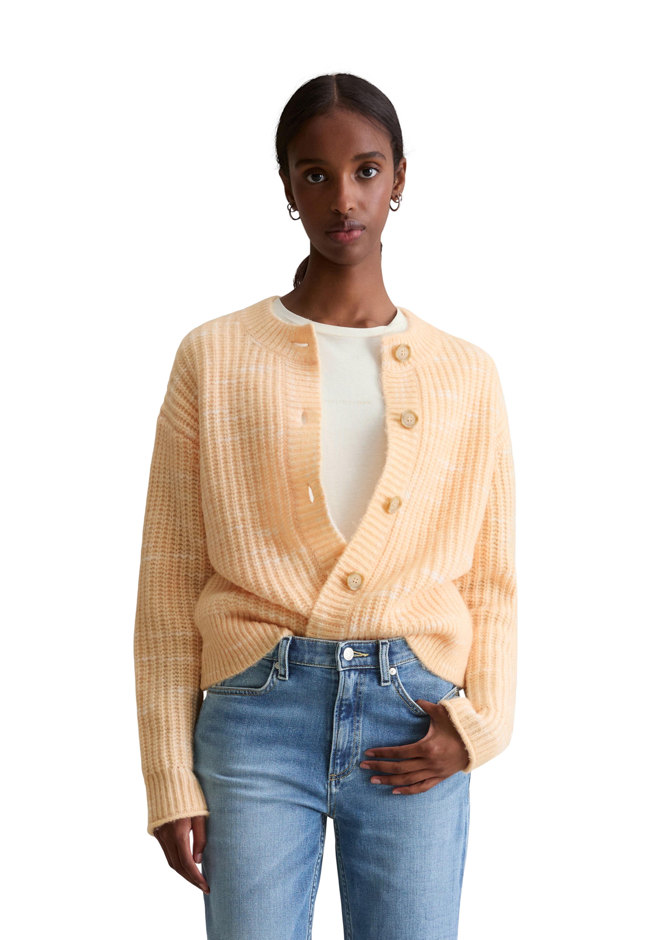 Marc O'Polo DENIM Gebreid vest in Oranje: voorkant