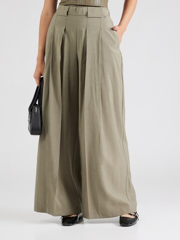 MOS MOSH Wide leg Pleat-front trousers 'MMThea Eden' in Green: front