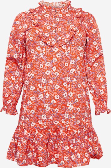 GLAMOROUS CURVE Robe-chemise en beige / indigo / orange / blanc, Vue avec produit