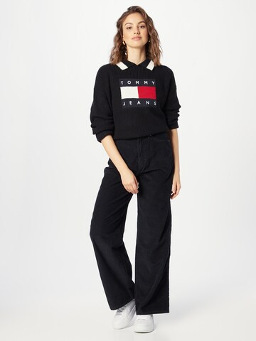 Tommy Jeans Wide leg Broek 'Claire' in Zwart